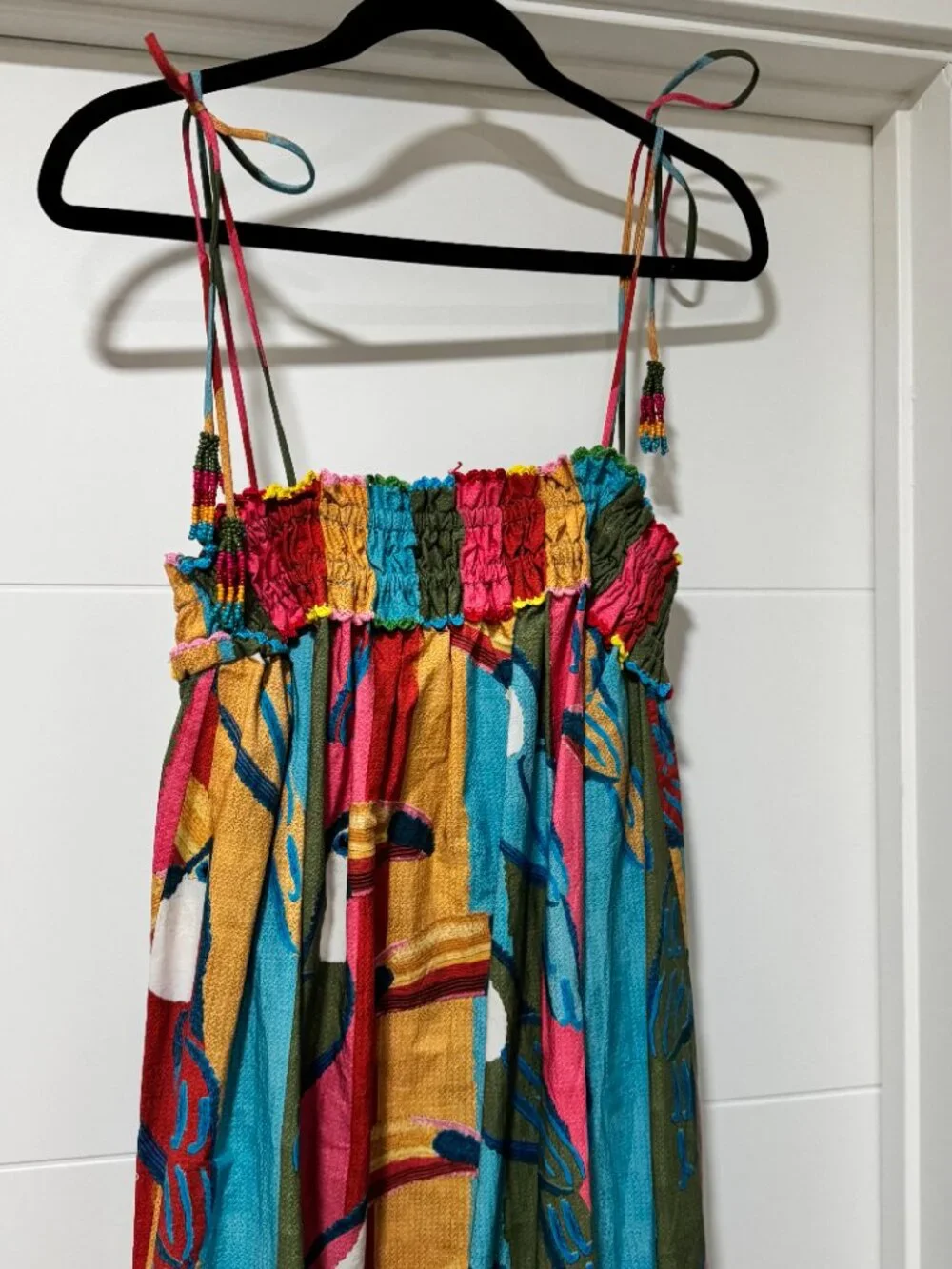 Farm Rio Wonderful Toucans Midi Dress Size S Colorful Tie Strap NWT - Picture 2 of 5
